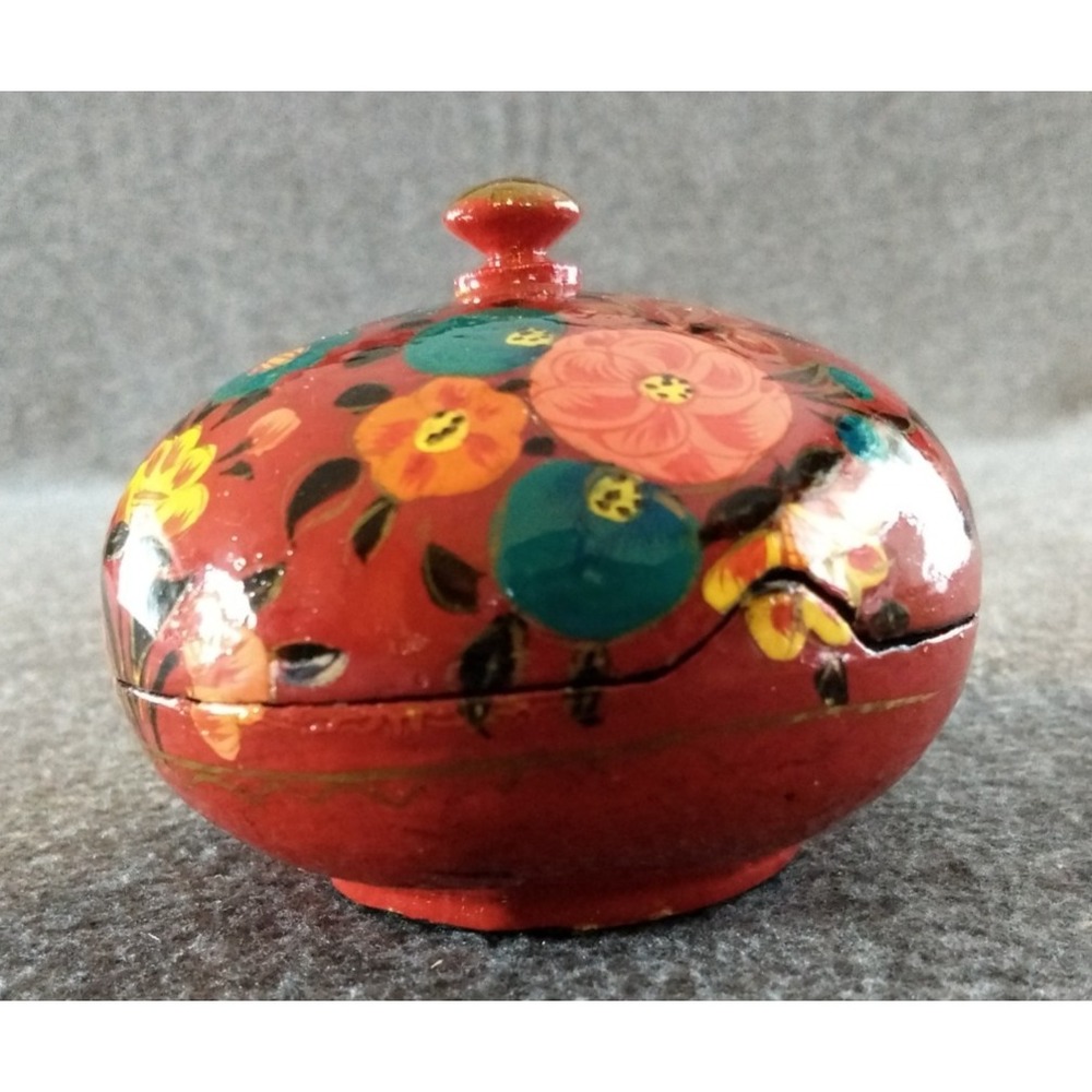 Enesco Floral Wooden Trinket Box Handpainted‎ Museum American Folk Art Gift Box - Picture 8 of 16